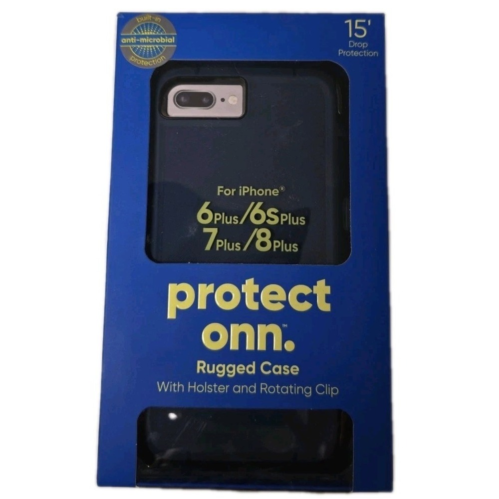 Onn Rugged Case w/Holster & Rotating Clip for iPhone 6plus/6Splus/7plus & 8 Plus
